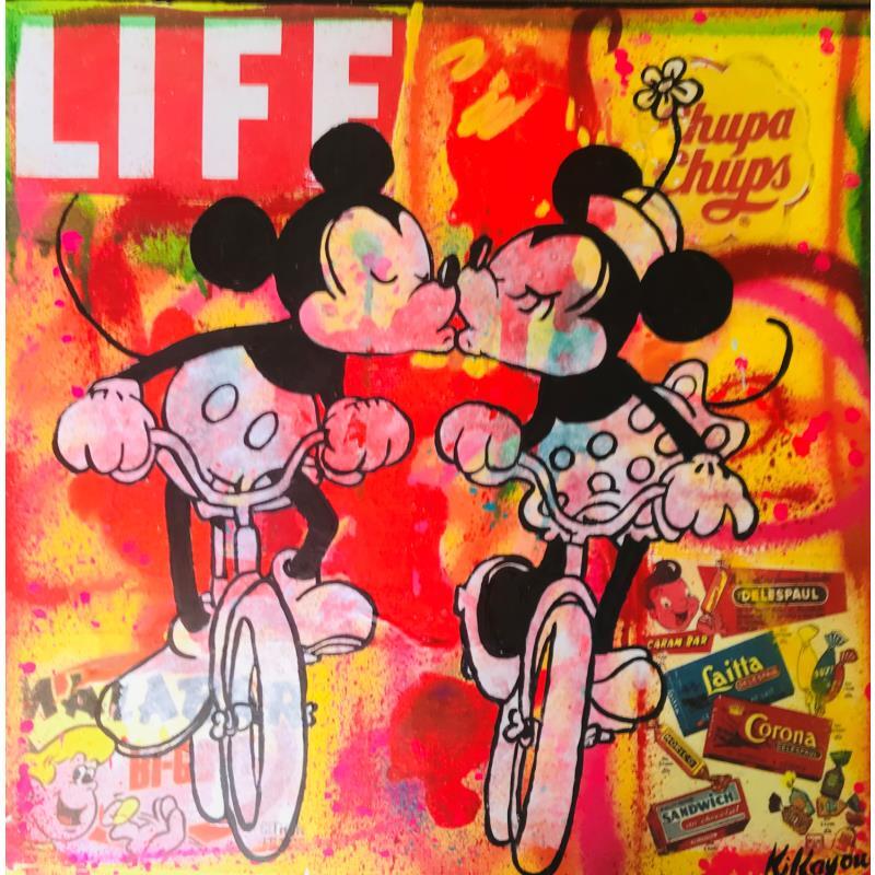 Painting Mickey et minnie bike by Kikayou | Painting Pop art Graffiti Pop icons