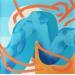 Peinture Volcan bleu par Neibaf | Tableau Abstrait Paysages Graffiti Acrylique