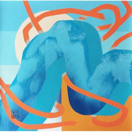 Peinture Volcan bleu par Neibaf | Tableau Abstrait Acrylique, Graffiti Paysages