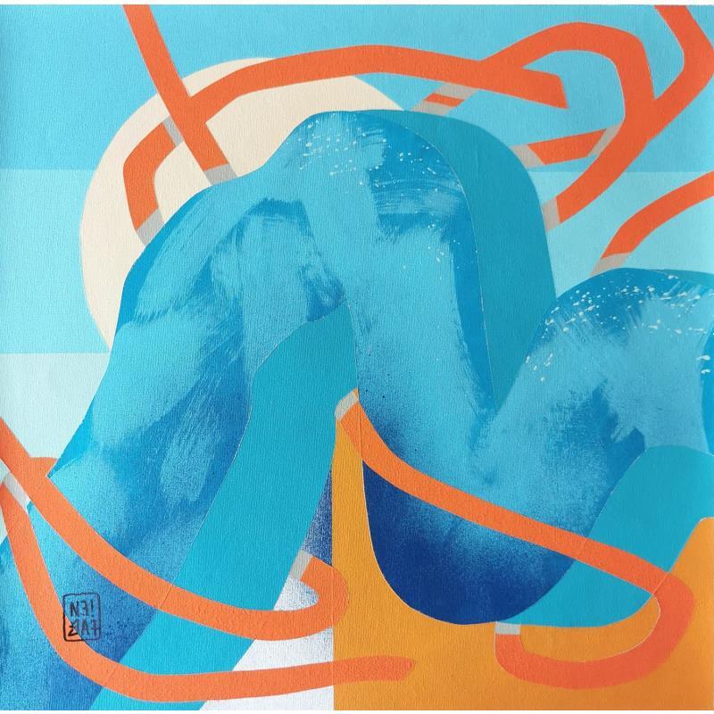 Gemälde Volcan bleu von Neibaf | Gemälde Abstrakt Landschaften Graffiti Acryl