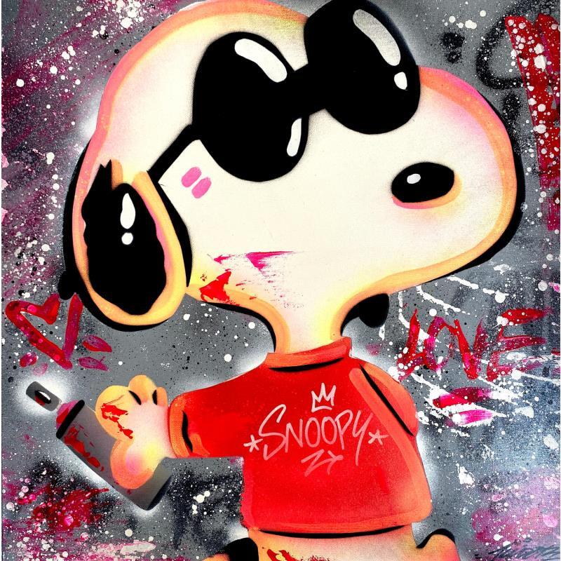Gemälde Snoopy von Kedarone | Gemälde Pop-Art Pop-Ikonen Graffiti Posca