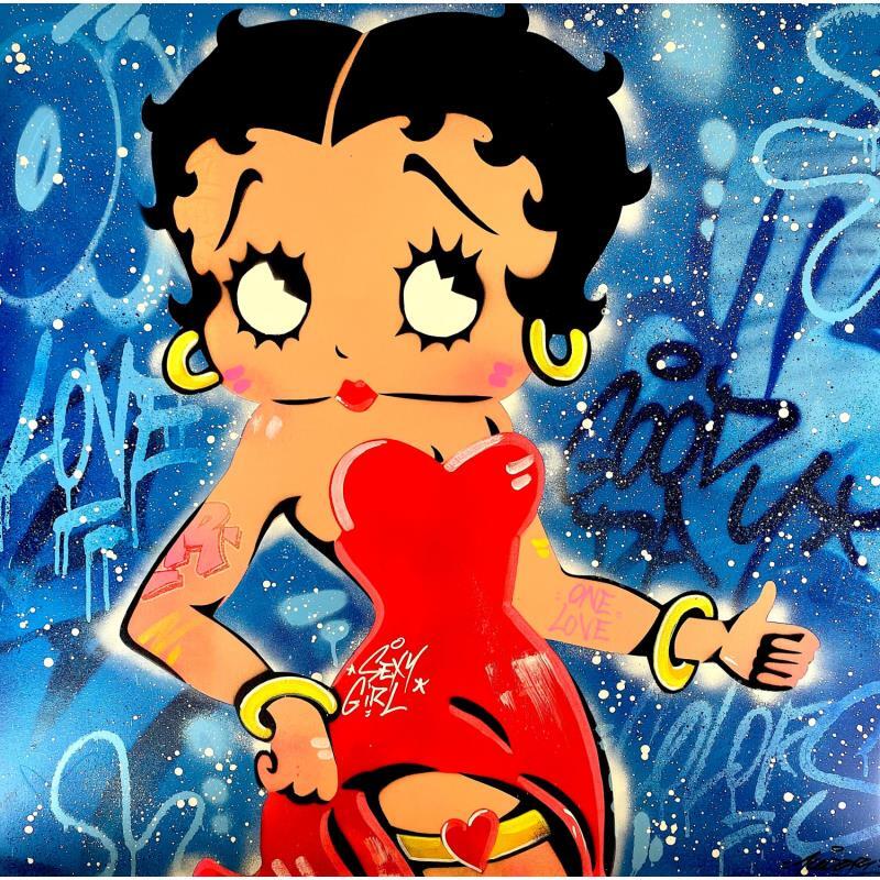 Gemälde Betty Boop von Kedarone | Gemälde Pop-Art Pop-Ikonen Graffiti Posca