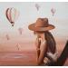 Gemälde Barbara en mongolfiere  von Sie Evelyne | Gemälde Figurativ Alltagsszenen Acryl
