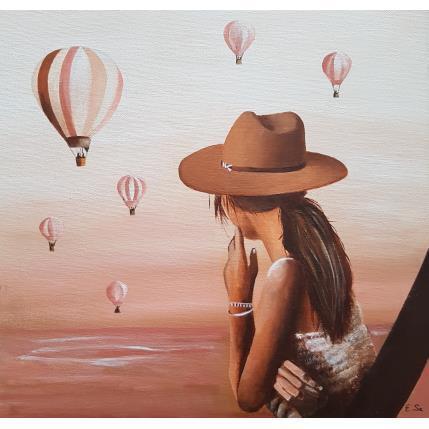 Painting Barbara en mongolfiere  by Sie Evelyne | Painting Figurative Acrylic Life style