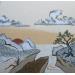 Peinture Soleil couchant par Jovys Laurence  | Tableau Matiérisme Paysages Marine Sable