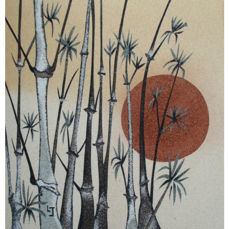 Gemälde Bambous au couchant von Jovys Laurence  | Gemälde Materialismus Minimalistisch Sand