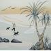 Peinture Au Bonheur des Toutous par Jovys Laurence  | Tableau Matiérisme Marine Scènes de vie Animaux Sable