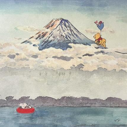 Peinture Snoopy : 10 choses à ne pas manquer au Mont Fuji par Benny Arte | Tableau Pop art Mixte icones Pop, Paysages