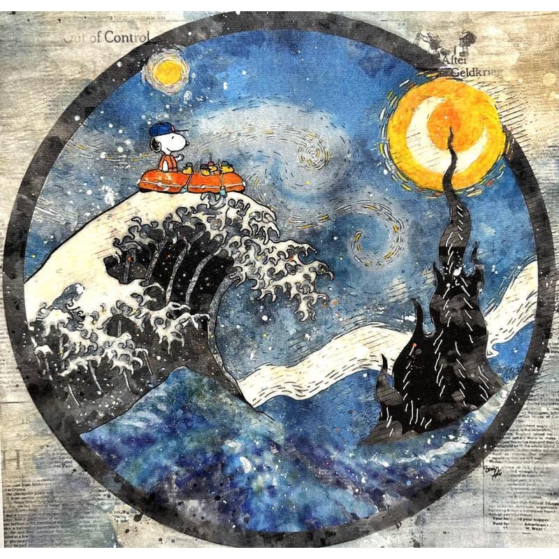 Painting Snoopy : Vent de Toussaint, - Terreur de marin. by Benny Arte | Painting Pop-art Acrylic, Gluing, Ink Landscapes, Marine, Pop icons