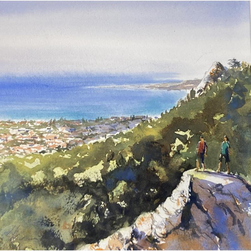 Painting La Côte de Toulon by Jones Henry | Painting Figurative Watercolor Landscapes, Urban