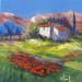 Peinture Paysage de Provence coquelicot par Degabriel Véronique | Tableau Figuratif Paysages Nature Huile