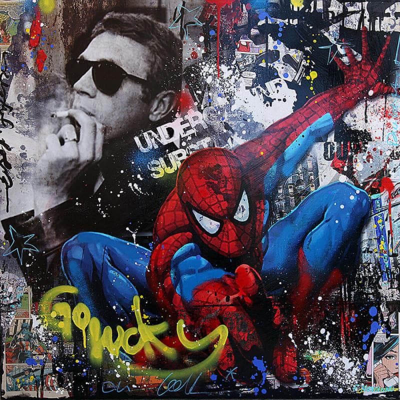 Peinture Underground Spider par Novarino Fabien | Tableau Pop Art Mixte icones Pop