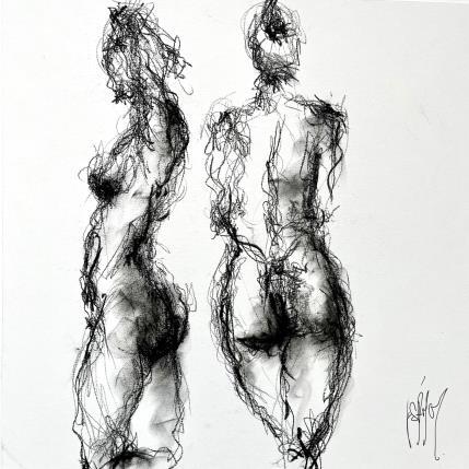 Painting Louise by Sahuc François | Painting Figurative Charcoal, Pastel Nude