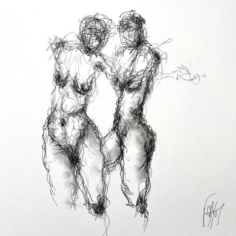 Painting Julie by Sahuc François | Painting Figurative Pastel Nude