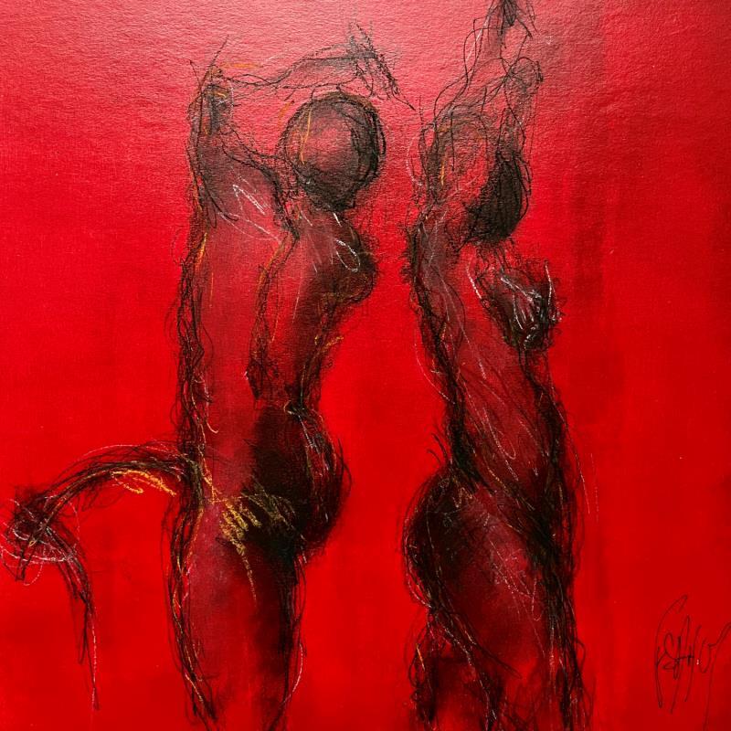 Painting Adèle by Sahuc François | Painting Figurative Acrylic, Charcoal, Pastel Nude