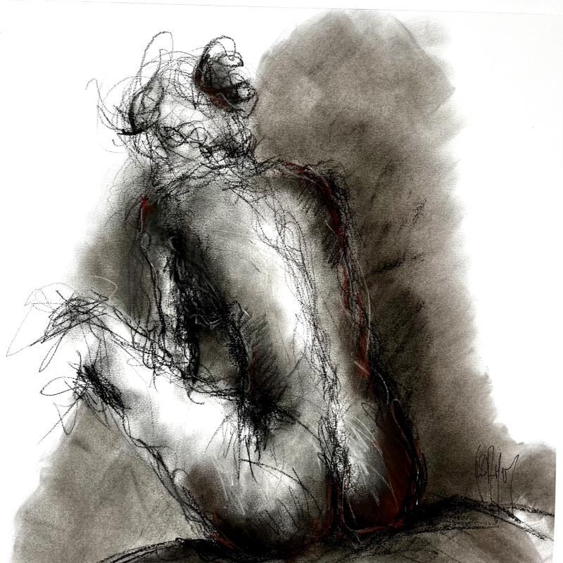 Painting Manon by Sahuc François | Painting Figurative Charcoal, Pastel Nude