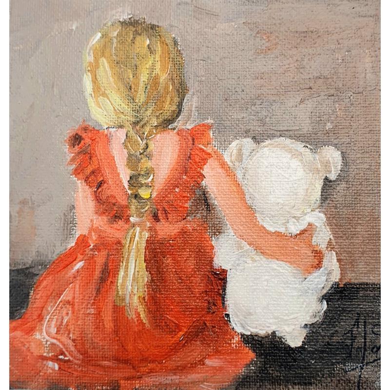 Painting Mon copain by Soizeau Françoise | Painting Figurative Acrylic Animals, Child, Life style