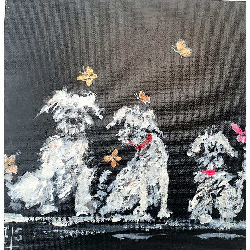 Painting Trio de chiens by Soizeau Françoise | Painting Figurative Acrylic Animals, Pop icons