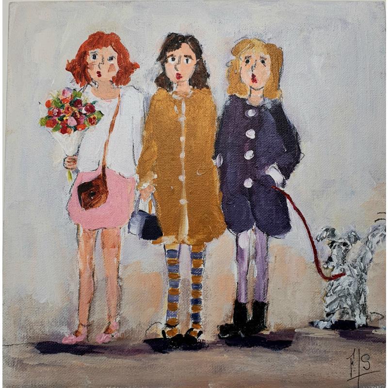 Painting Les copines by Soizeau Françoise | Painting Figurative Acrylic Life style, Portrait