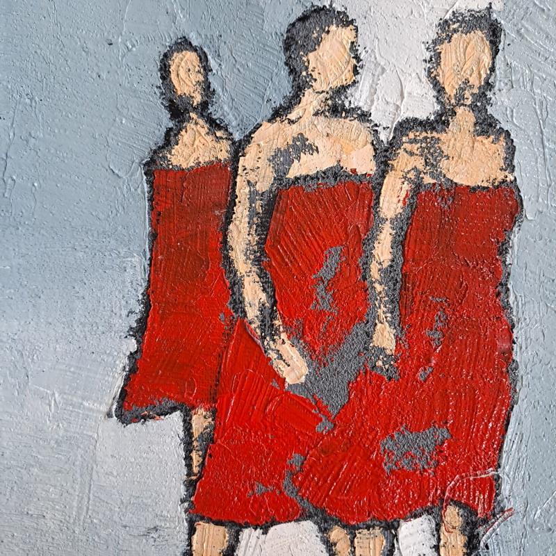 Painting Trio rouge by Malfreyt Corinne | Painting Figurative Oil Life style, Nude