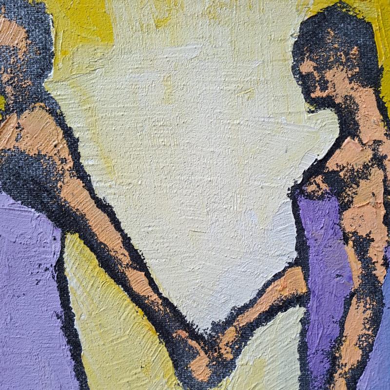 Painting Amies jaunes by Malfreyt Corinne | Painting Figurative Life style Nude Oil