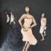 Peinture Quatuor la nuit par Malfreyt Corinne | Tableau Figuratif Scènes de vie Nu Noir & blanc Huile