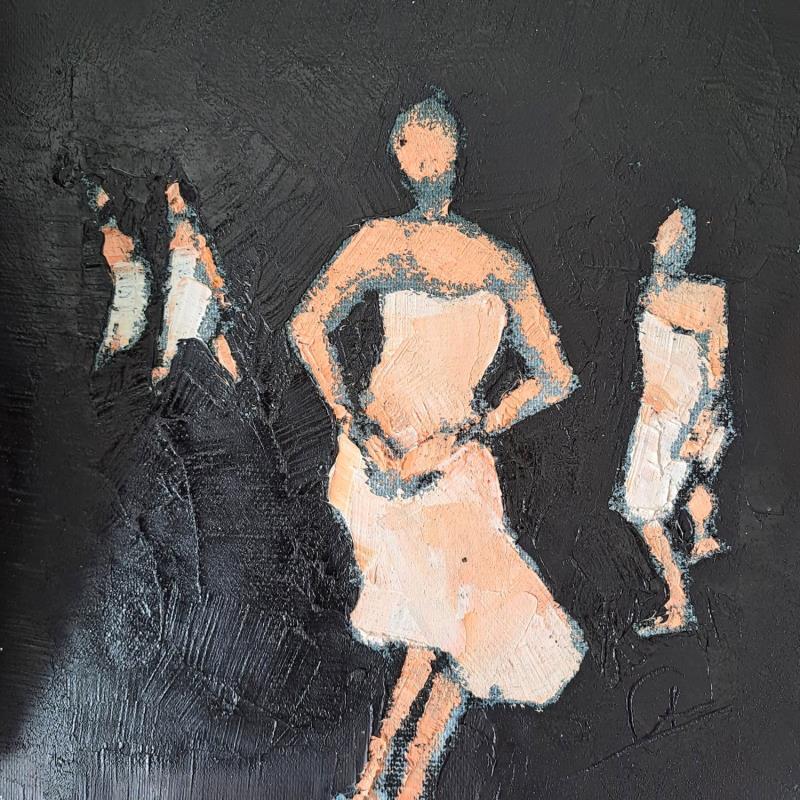 Painting Quatuor la nuit by Malfreyt Corinne | Painting Figurative Oil Black & White, Life style, Nude, Pop icons