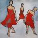Painting Trio rouge by Malfreyt Corinne | Painting Figurative Life style Nude Oil