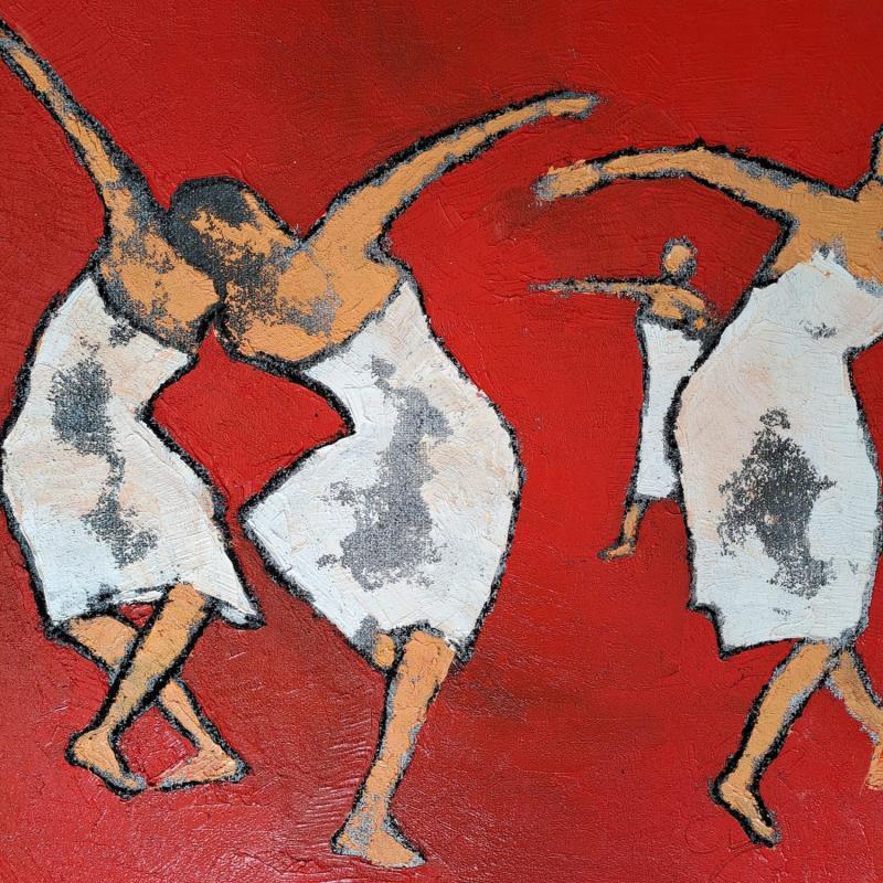 Peinture Quatuor blanc et rouge par Malfreyt Corinne | Tableau Figuratif Scènes de vie Nu Huile