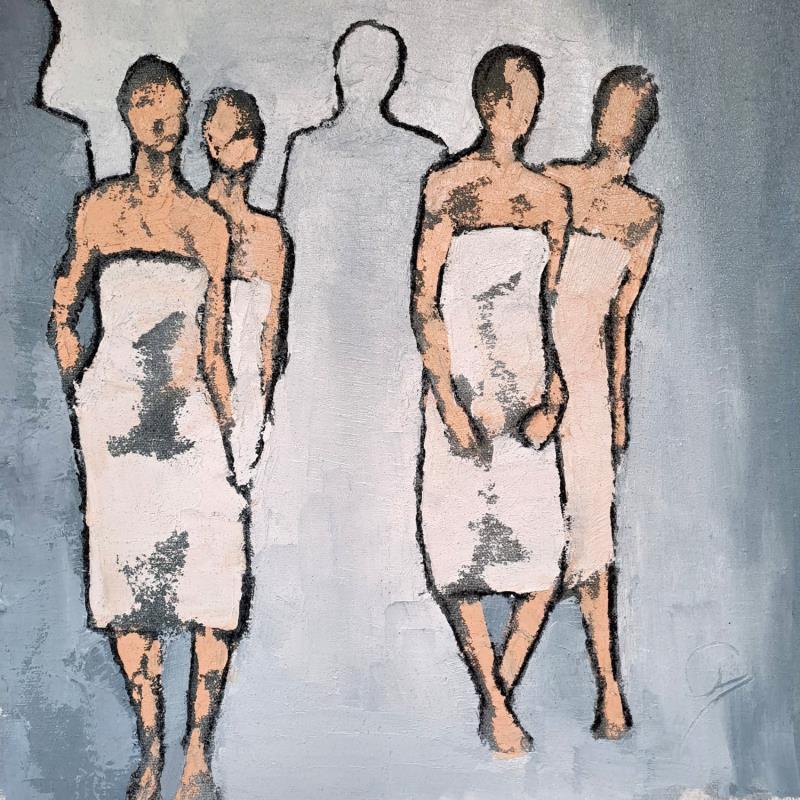 Gemälde Ensemble von Malfreyt Corinne | Gemälde Figurativ Öl Akt, Alltagsszenen, Schwarz & Weiß