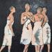 Peinture Le foulard la nuit par Malfreyt Corinne | Tableau Figuratif Scènes de vie Nu Noir & blanc Huile