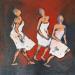 Peinture Trio en rouge et noir par Malfreyt Corinne | Tableau Figuratif Scènes de vie Nu Huile