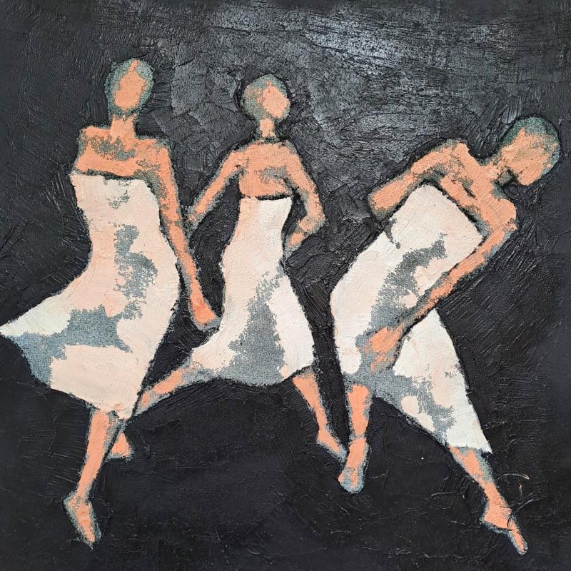 Painting Trio la nuit by Malfreyt Corinne | Painting Figurative Oil Black & White, Life style, Nude