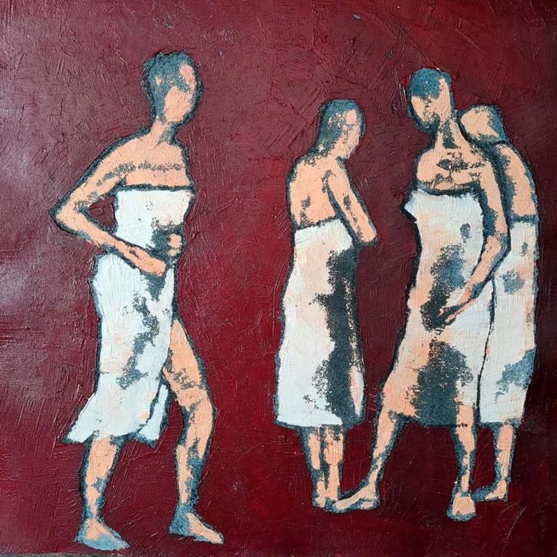 Painting Solidaires by Malfreyt Corinne | Painting Figurative Life style Nude