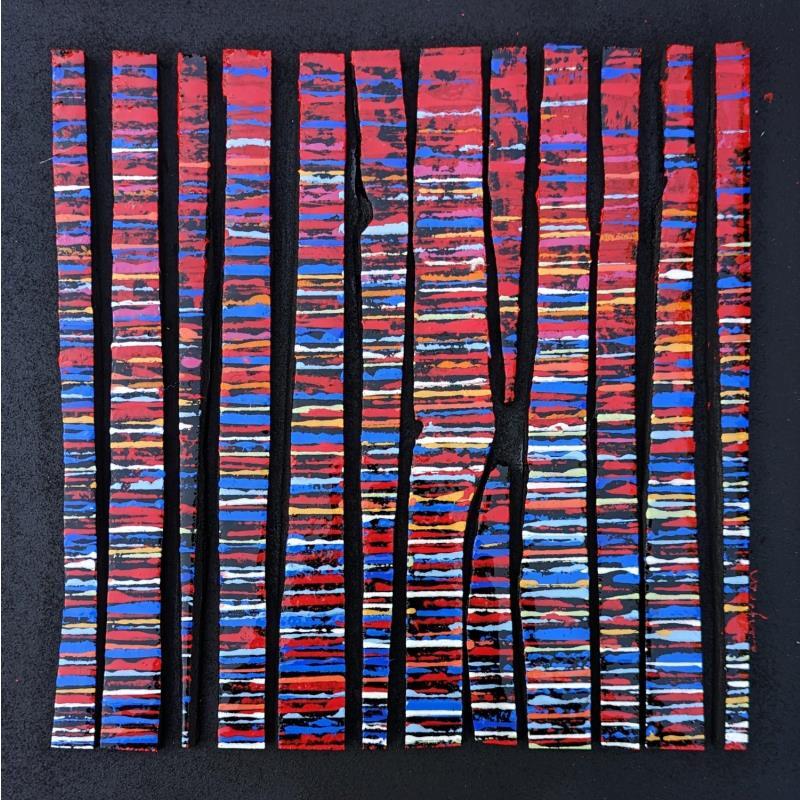 Painting bc12 fine rouge bleu  by Langeron Luc | Painting Abstract Acrylic, Resin, Wood