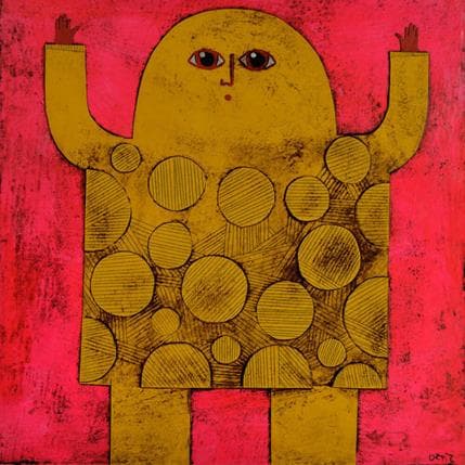 Painting Yellow titan by Ortiz Gustavo | Painting Raw art Portrait