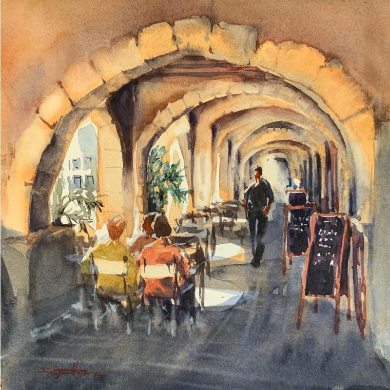Painting Si bien ici by Seruch Capouillez Isabelle | Painting Figurative Urban Watercolor