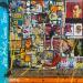 Gemälde Conversation entre Baquiat et Warhol von Costa Sophie | Gemälde Pop-Art Pop-Ikonen Acryl Collage Posca Upcycling