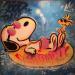Gemälde Snoopy Beach von Kedarone | Gemälde Pop-Art Pop-Ikonen Graffiti Posca