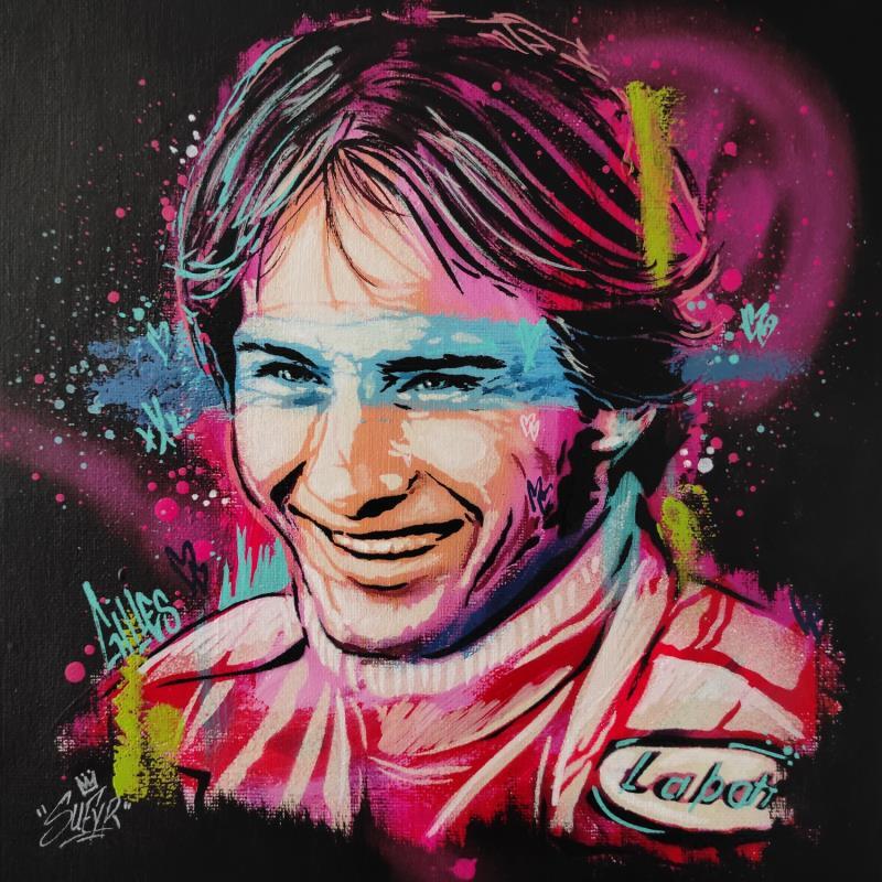 Painting Gilles Villeneuve by Sufyr | Painting Street art Acrylic, Graffiti Portrait