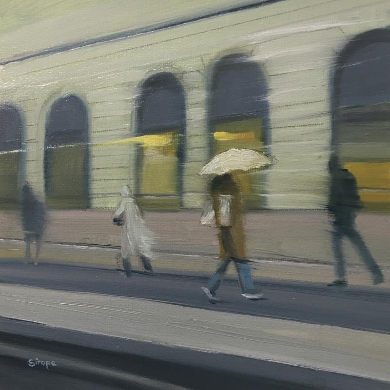 Painting Jour de pluie by Sirope Rémy | Painting Figurative Urban Oil