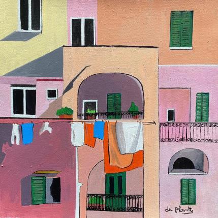 Painting Procida Orange by Du Planty Anne | Painting Figurative Acrylic Life style, Urban