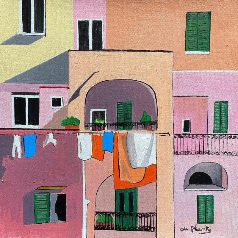 Painting Procida Orange by Du Planty Anne | Painting Figurative Urban Life style Acrylic
