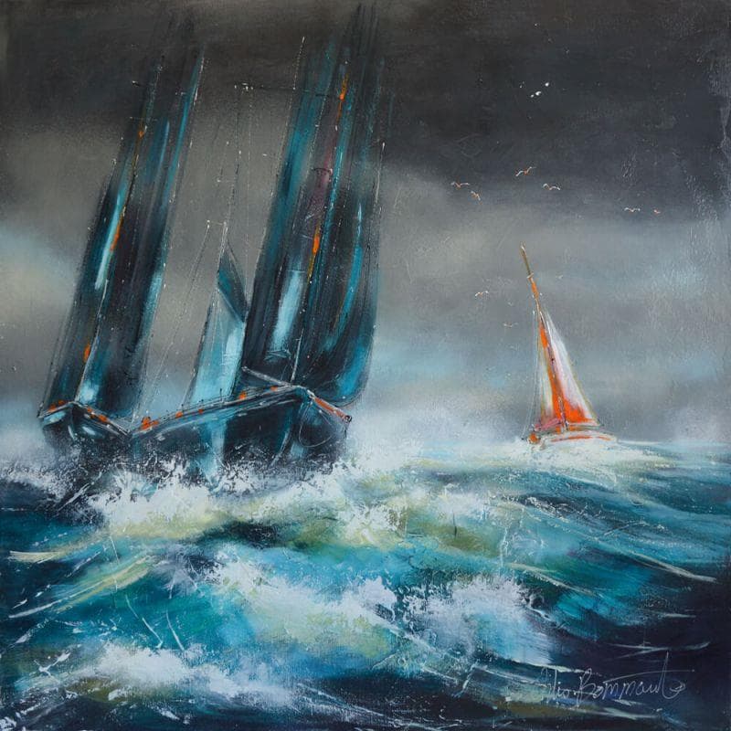 Painting Nuit d'orage by Ortis-Bommarito Nicole | Painting Figurative Acrylic Marine