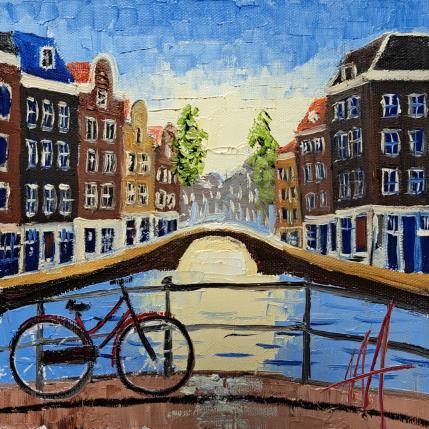Painting Amsterdam, a golden start of the day by De Jong Marcel | Painting Figurative Oil Architecture, Pop icons, Urban