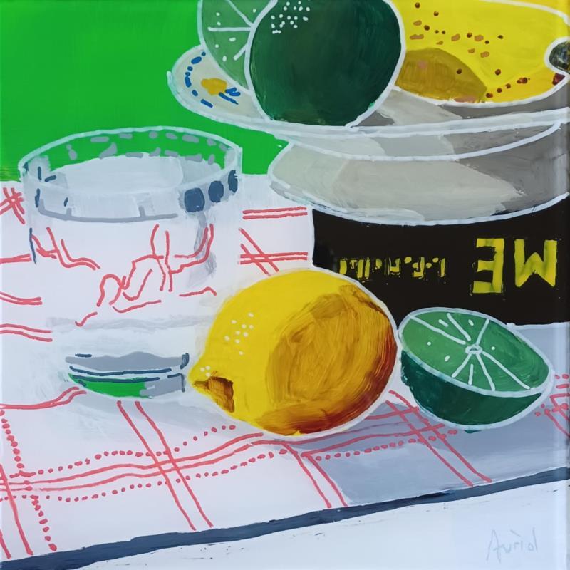 Gemälde La recette de l'eau citronnée von Auriol Philippe | Gemälde Figurativ Acryl, Plexiglas Stillleben