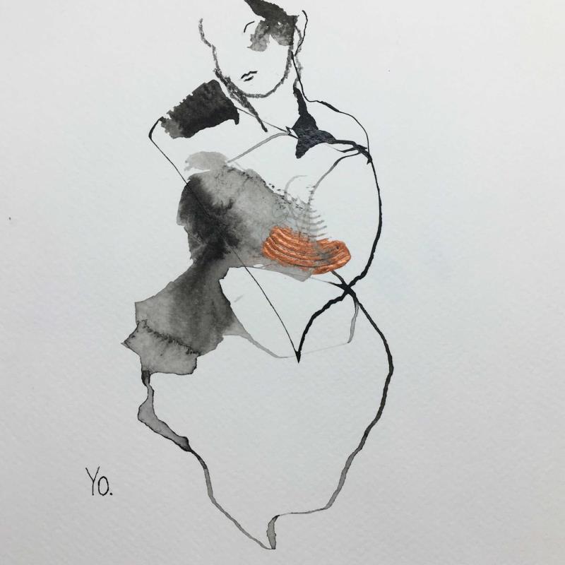 Painting je m'en joue by YO | Painting Figurative Nude Ink