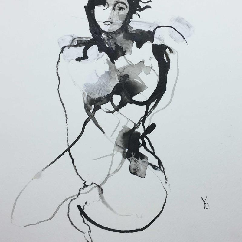 Painting mes retenues by YO | Painting Figurative Ink Nude