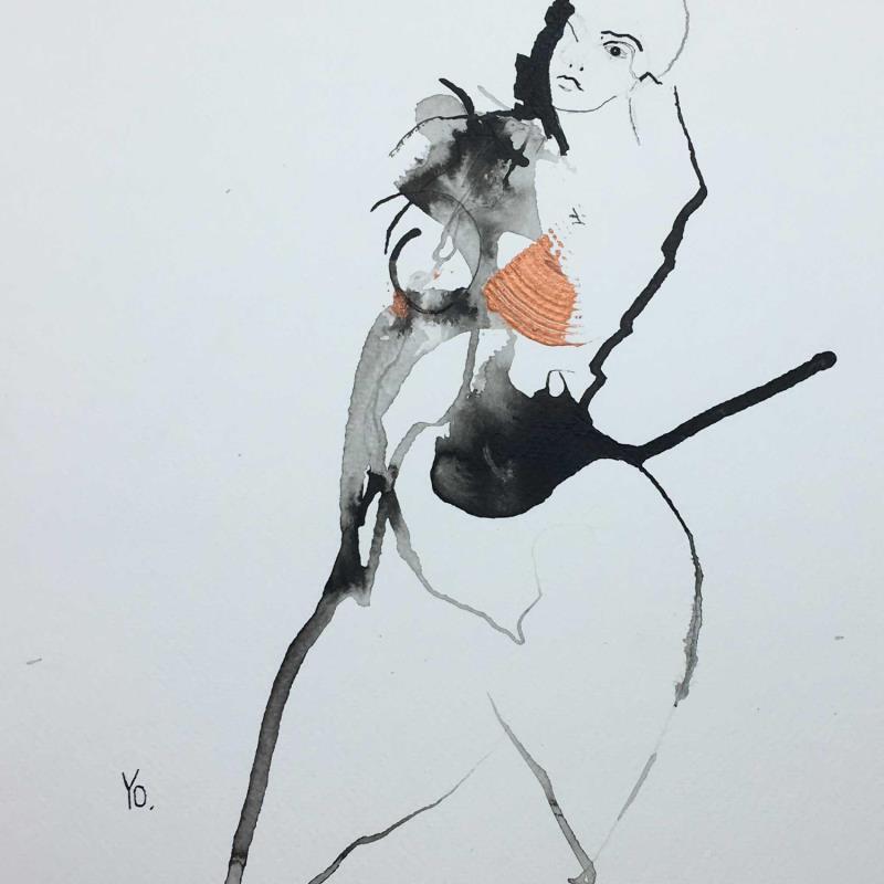 Painting ta muse 2  by YO | Painting Figurative Ink Nude