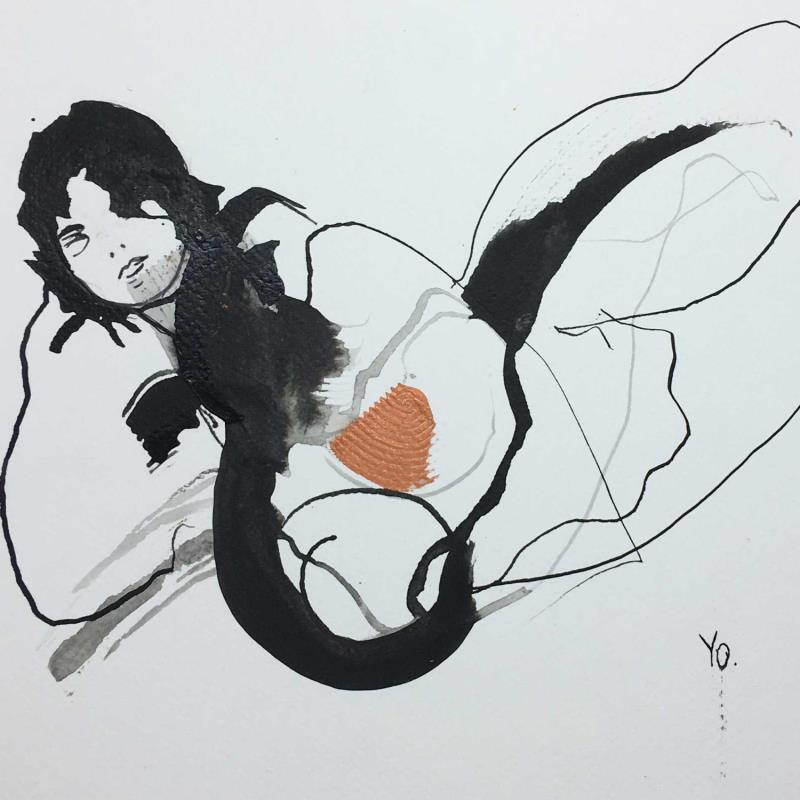 Painting ta muse 1 by YO | Painting Figurative Nude Ink